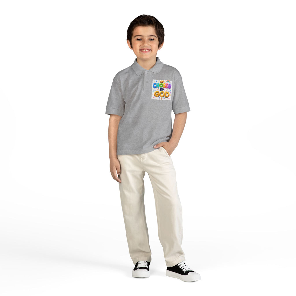 Christian Kids Polo Shirt – "Chosen by God" 1 Peter 2:9 Youth Scripture Tee