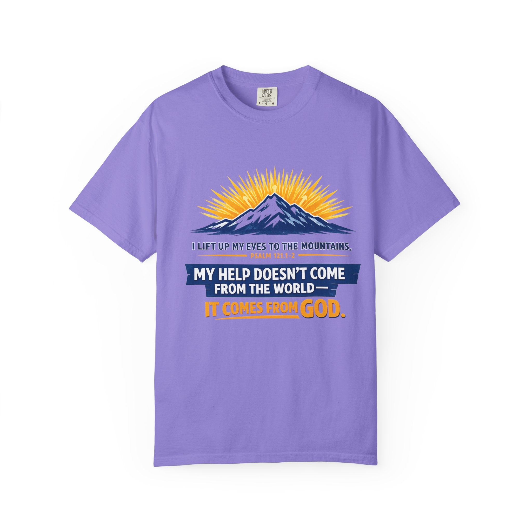 Christian Mountain T-Shirt – "My Help Comes From God" Inspirational Scripture Faith Tee