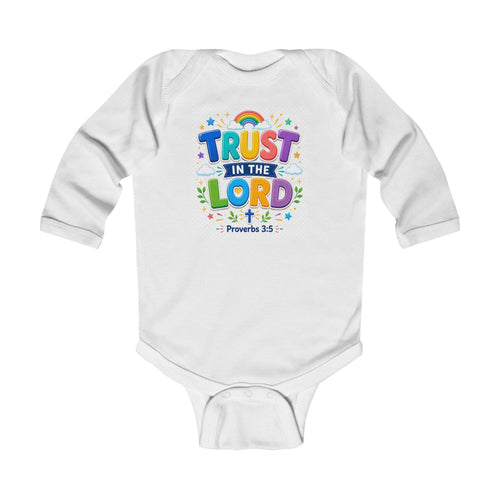 Christian Baby Onesie – "Trust in the Lord" Proverbs 3:5 Rainbow Infant Bodysuit