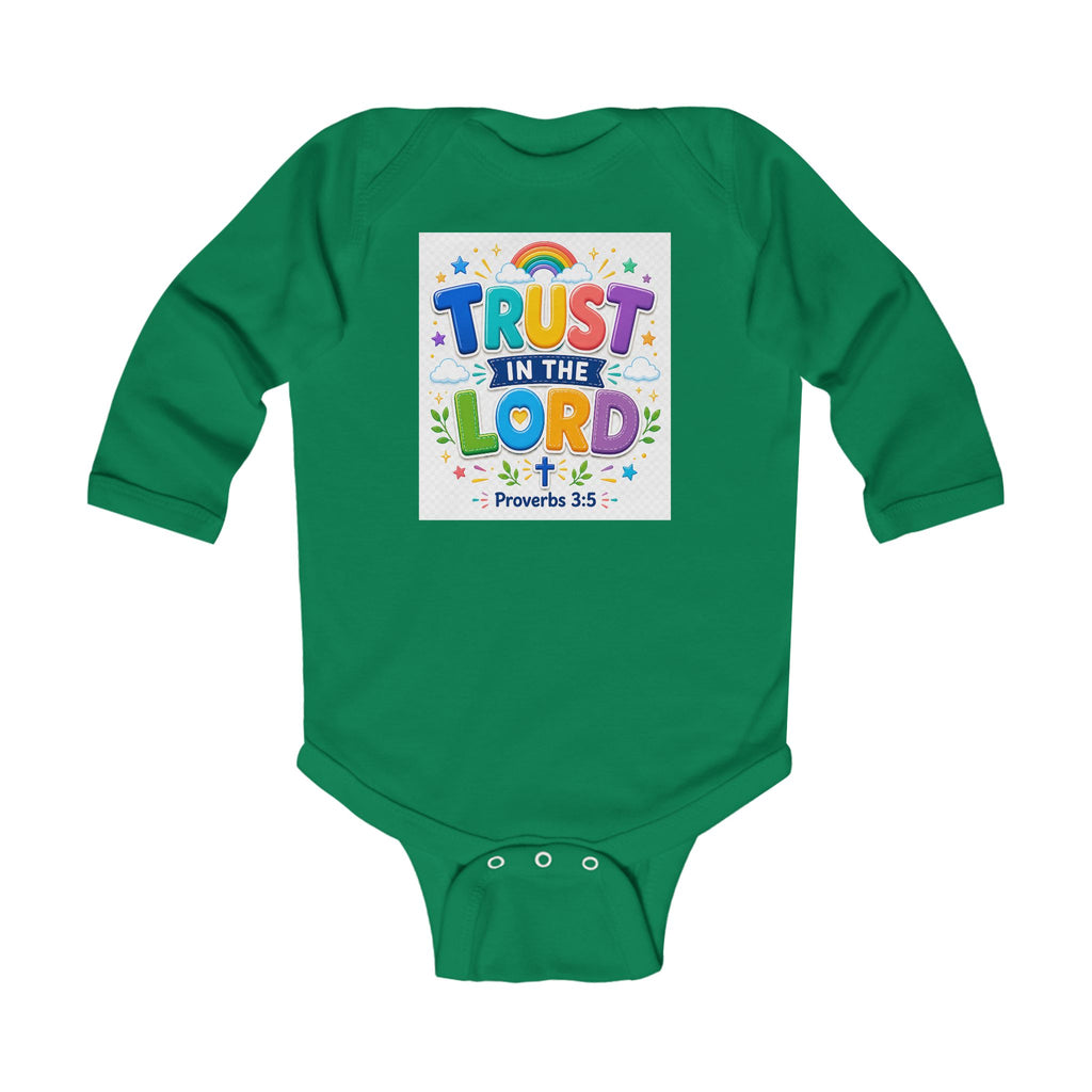 Christian Baby Onesie – "Trust in the Lord" Proverbs 3:5 Rainbow Infant Bodysuit