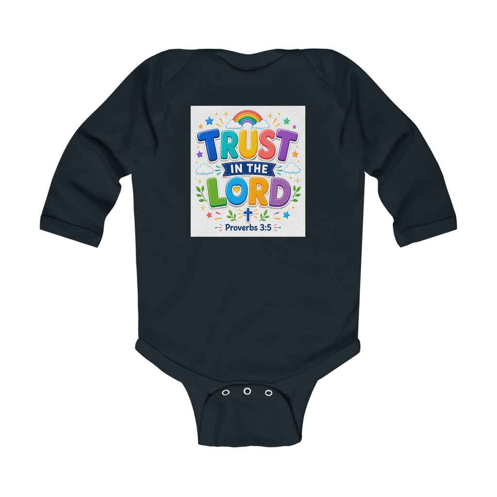 Christian Baby Onesie – "Trust in the Lord" Proverbs 3:5 Rainbow Infant Bodysuit