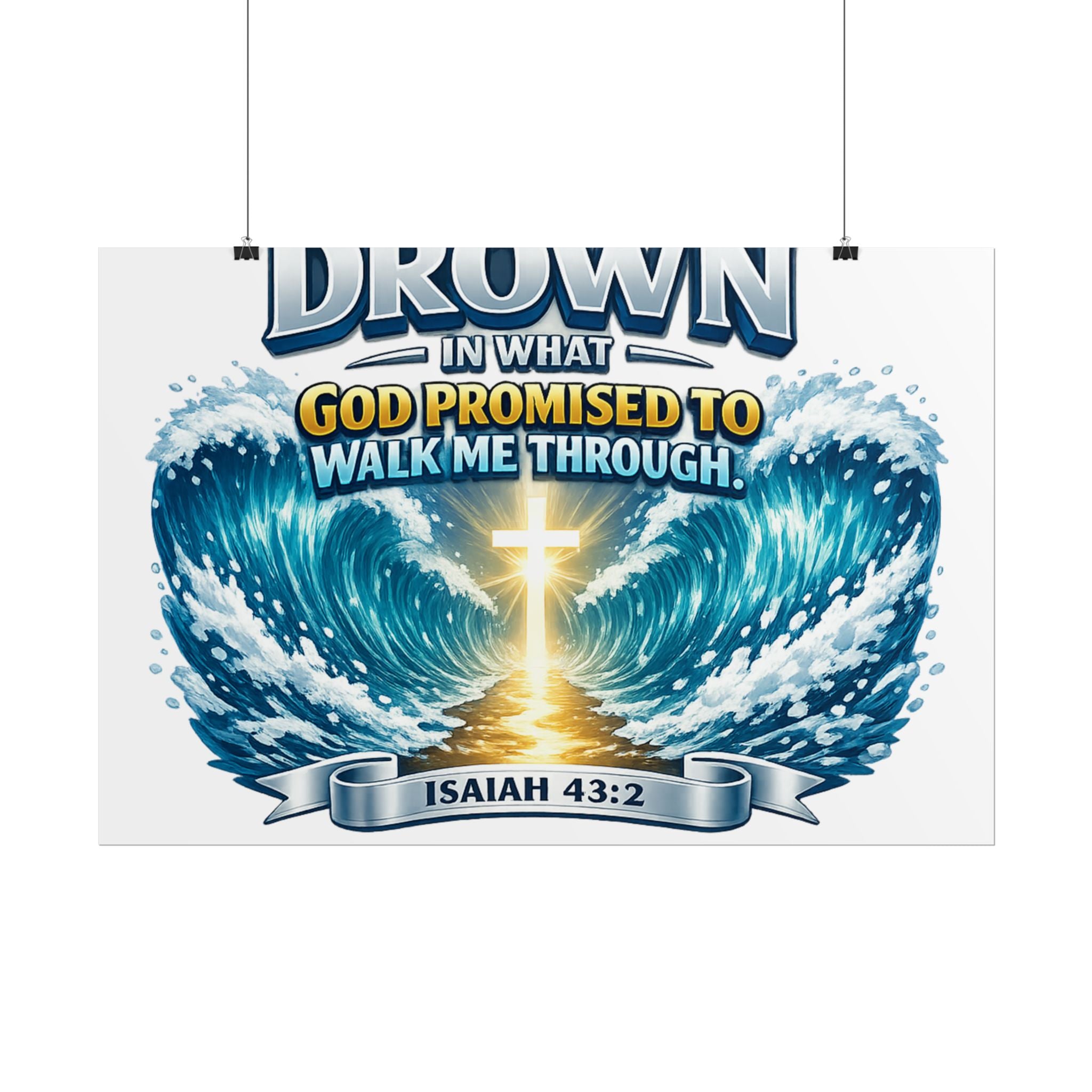 Isaiah 43:2 Rolled Poster — "I Will Not Drown" Christian Faith Wall Art