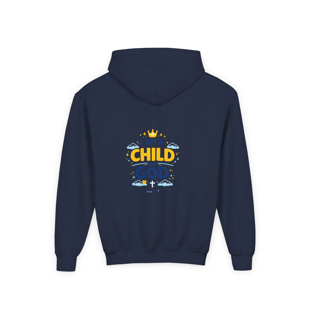 Youth Hoodie — "I Am a Child of God" Christian Kids Pullover (John 1:12)