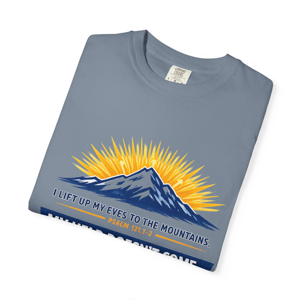 Christian Mountain T-Shirt – "My Help Comes From God" Inspirational Scripture Faith Tee