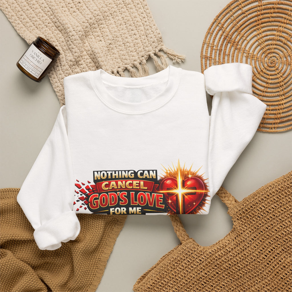 Christian Faith Crewneck Sweatshirt – "Nothing Can Cancel God's Love for Me" Inspirational Ministry Pullover