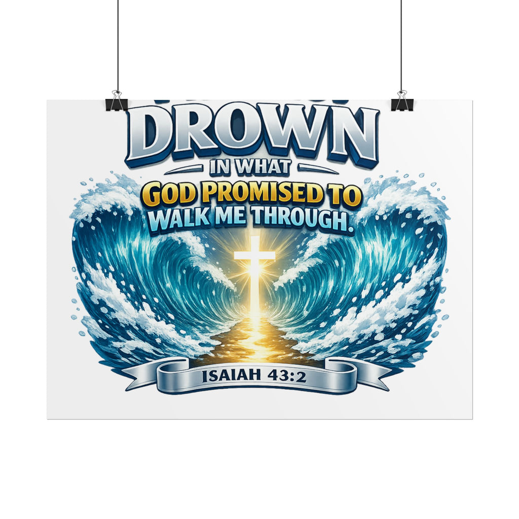 Isaiah 43:2 Rolled Poster — "I Will Not Drown" Christian Faith Wall Art