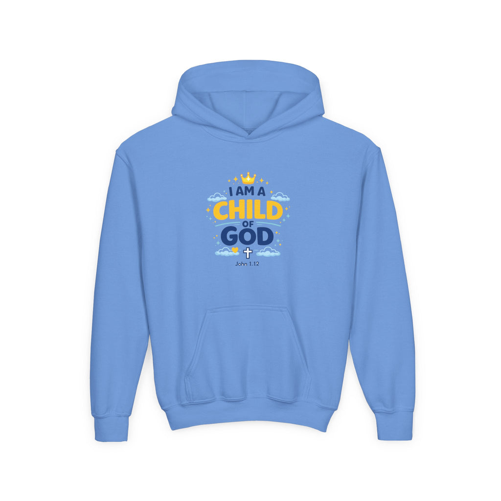 Youth Hoodie — "I Am a Child of God" Christian Kids Pullover (John 1:12)