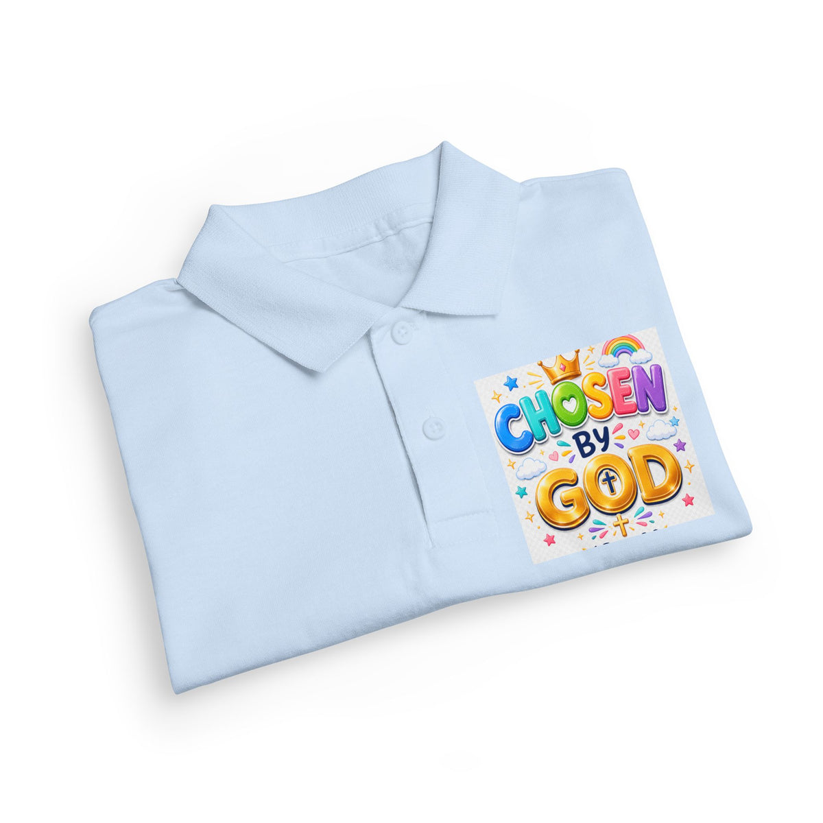 Christian Kids Polo Shirt – "Chosen by God" 1 Peter 2:9 Youth Scripture Tee
