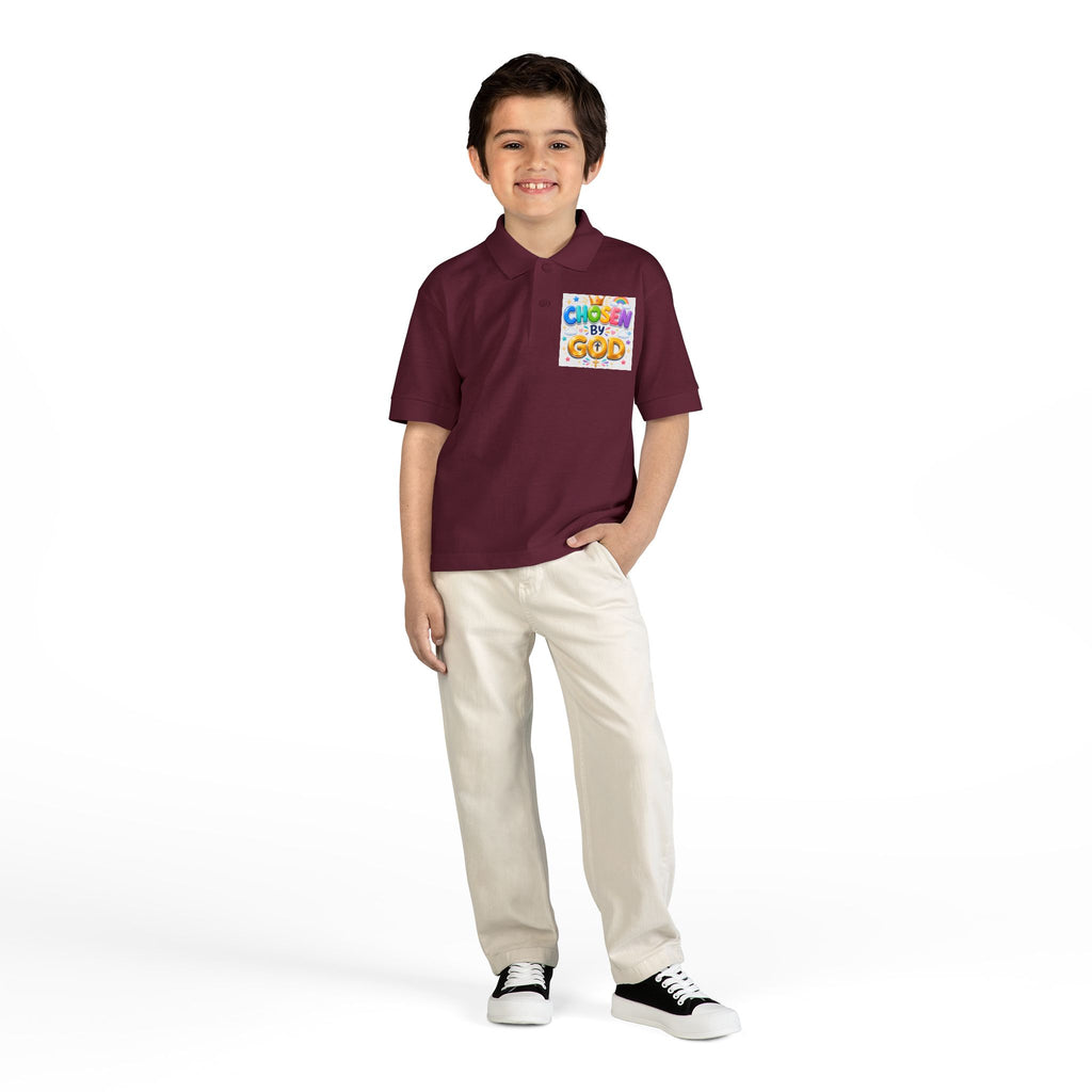 Christian Kids Polo Shirt – "Chosen by God" 1 Peter 2:9 Youth Scripture Tee