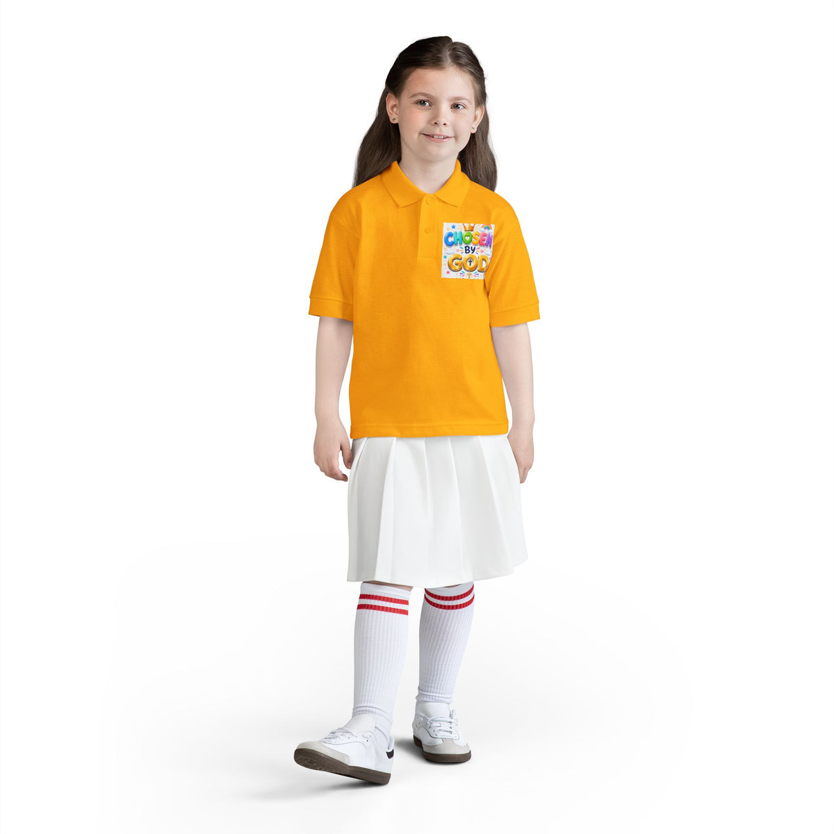 Christian Kids Polo Shirt – "Chosen by God" 1 Peter 2:9 Youth Scripture Tee