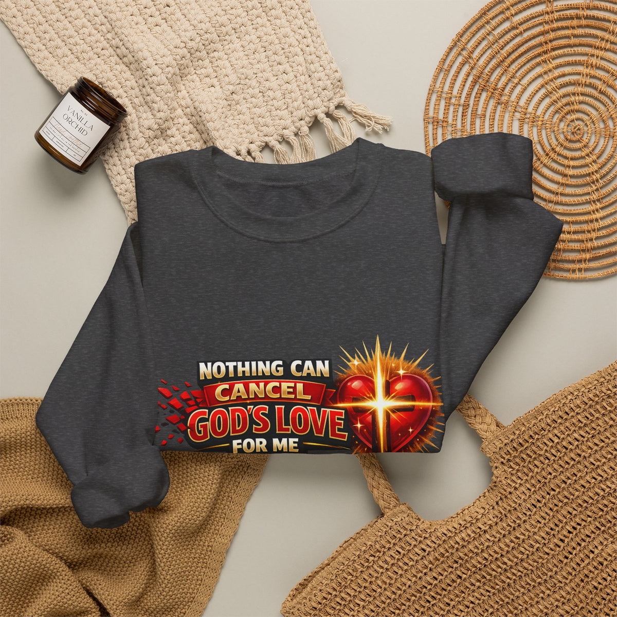 Christian Faith Crewneck Sweatshirt – "Nothing Can Cancel God's Love for Me" Inspirational Ministry Pullover