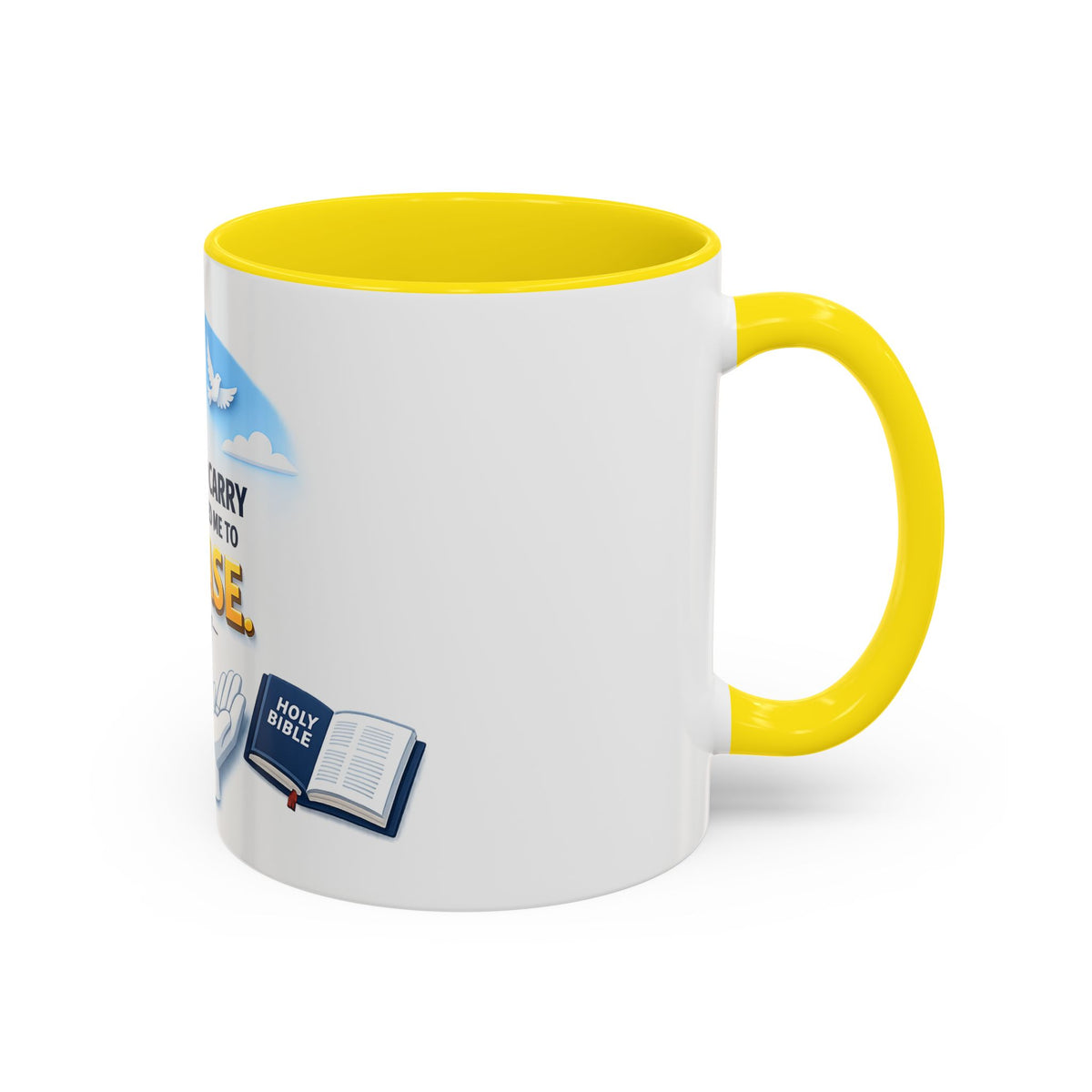Christian Bible Verse Accent Mug – "Cast Your Burdens" 1 Peter 5:7 Inspirational Coffee Cup (11oz & 15oz)