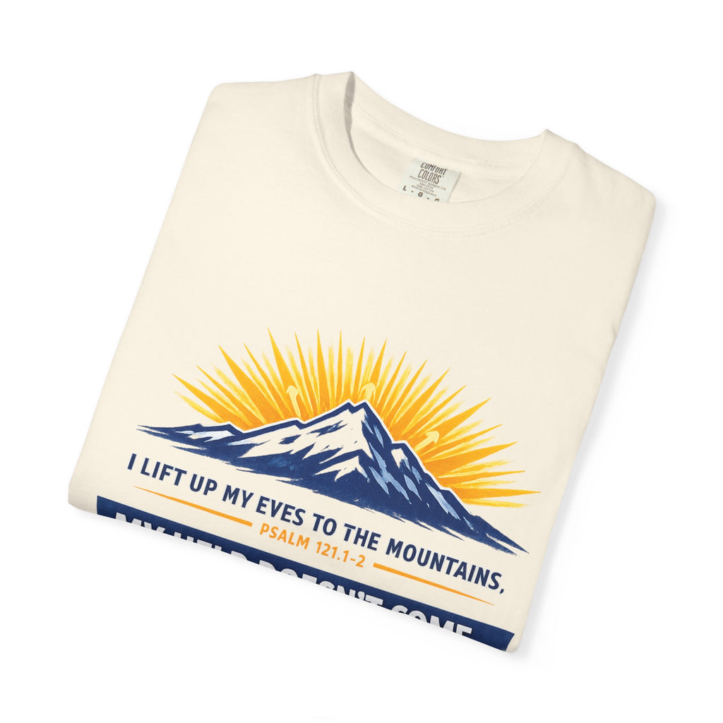 Christian Mountain T-Shirt – "My Help Comes From God" Inspirational Scripture Faith Tee