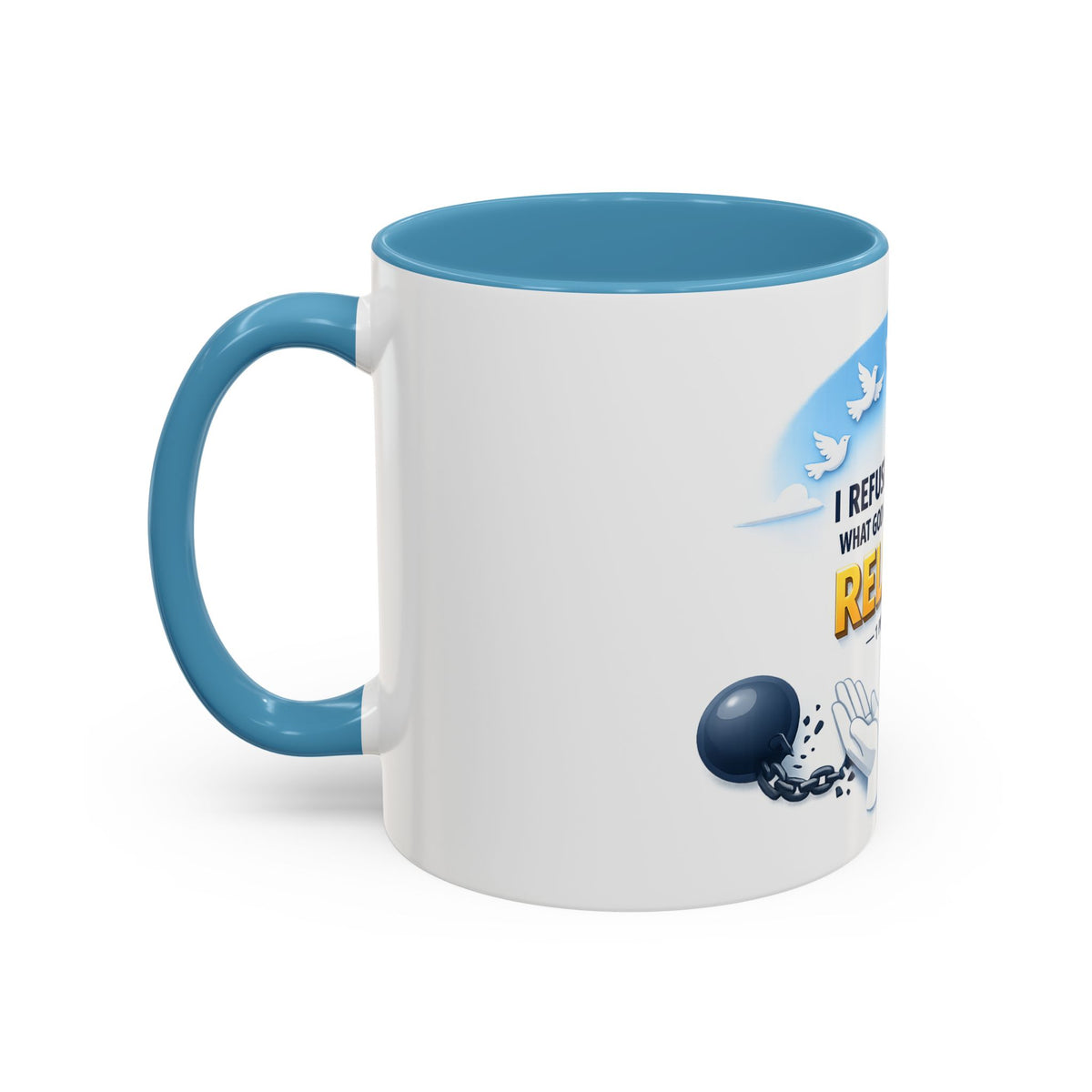 Christian Bible Verse Accent Mug – "Cast Your Burdens" 1 Peter 5:7 Inspirational Coffee Cup (11oz & 15oz)