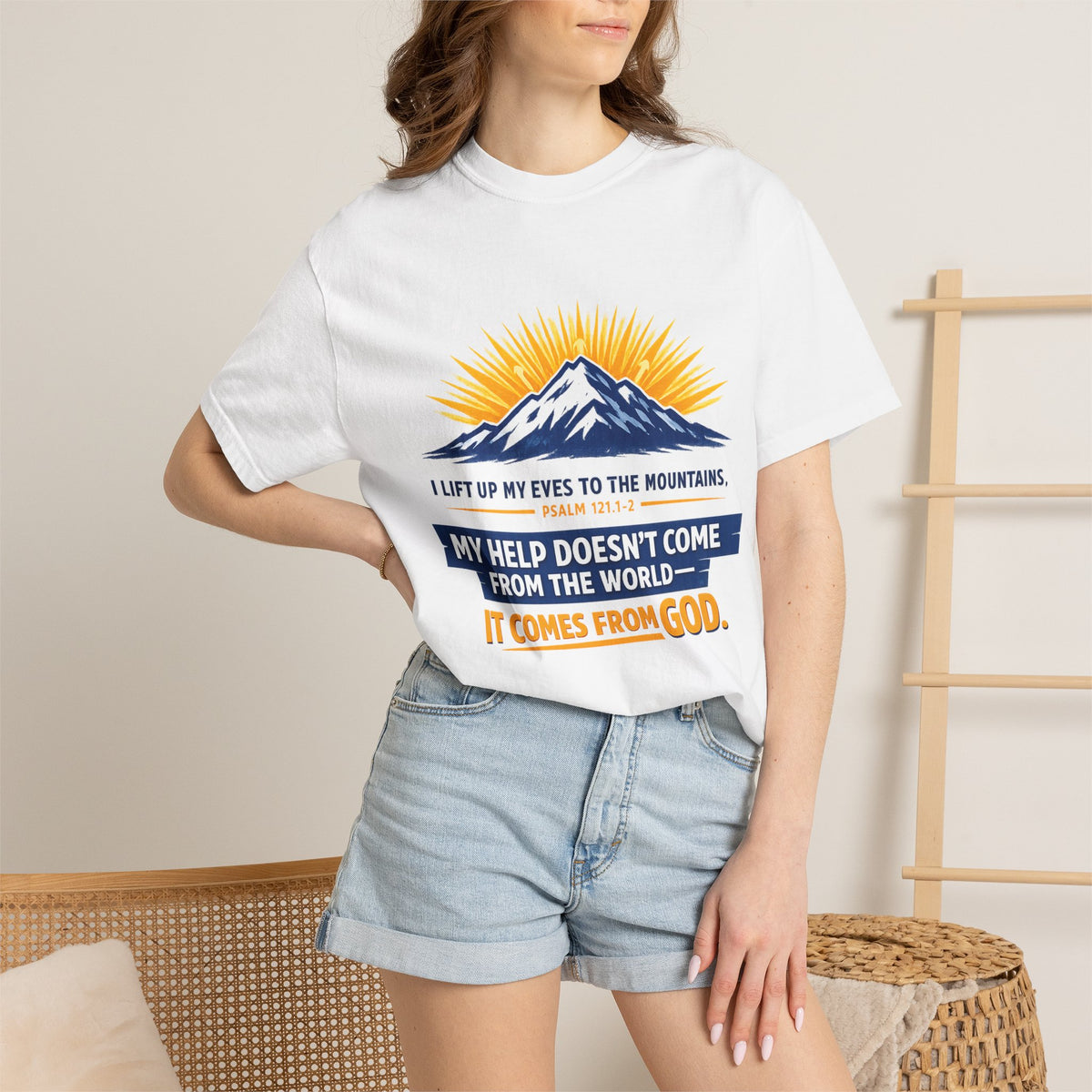 Christian Mountain T-Shirt – "My Help Comes From God" Inspirational Scripture Faith Tee