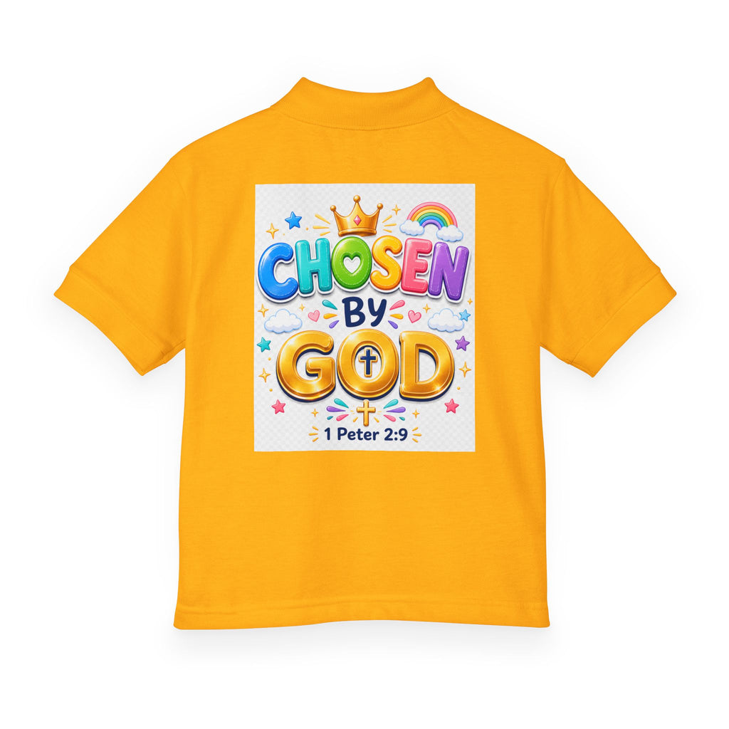 Christian Kids Polo Shirt – "Chosen by God" 1 Peter 2:9 Youth Scripture Tee