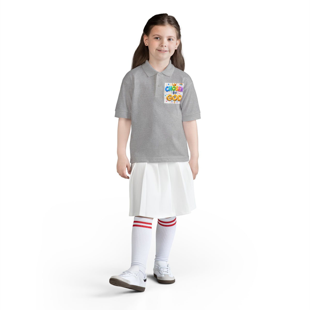 Christian Kids Polo Shirt – "Chosen by God" 1 Peter 2:9 Youth Scripture Tee