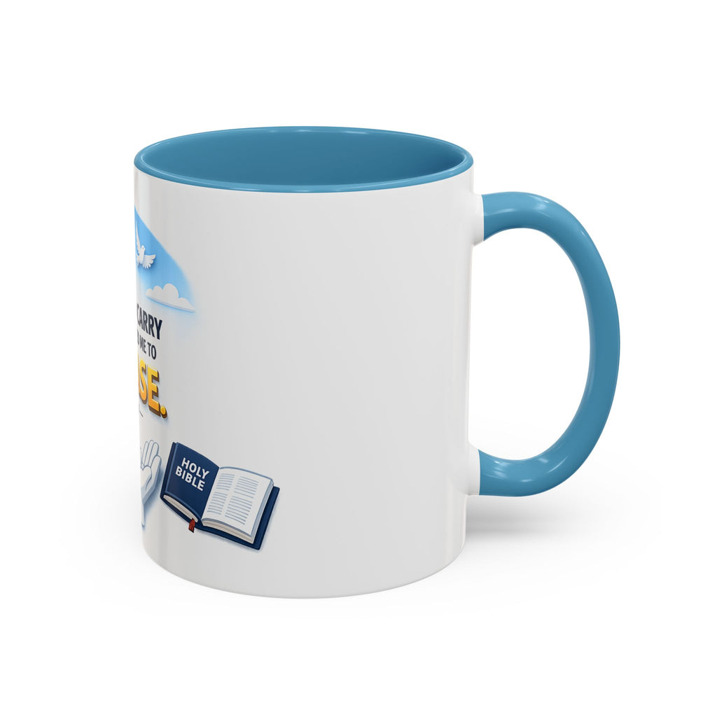 Christian Bible Verse Accent Mug – "Cast Your Burdens" 1 Peter 5:7 Inspirational Coffee Cup (11oz & 15oz)