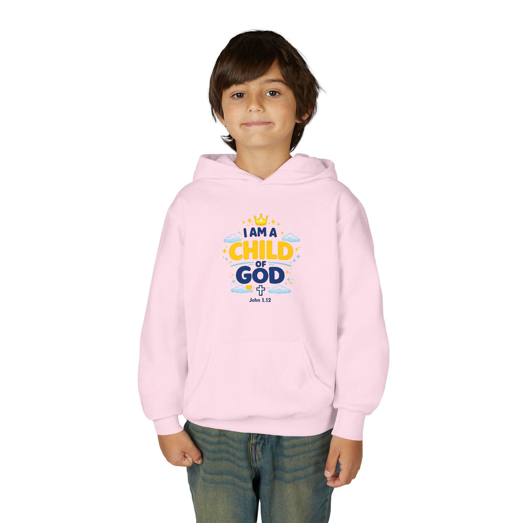 Youth Hoodie — "I Am a Child of God" Christian Kids Pullover (John 1:12)