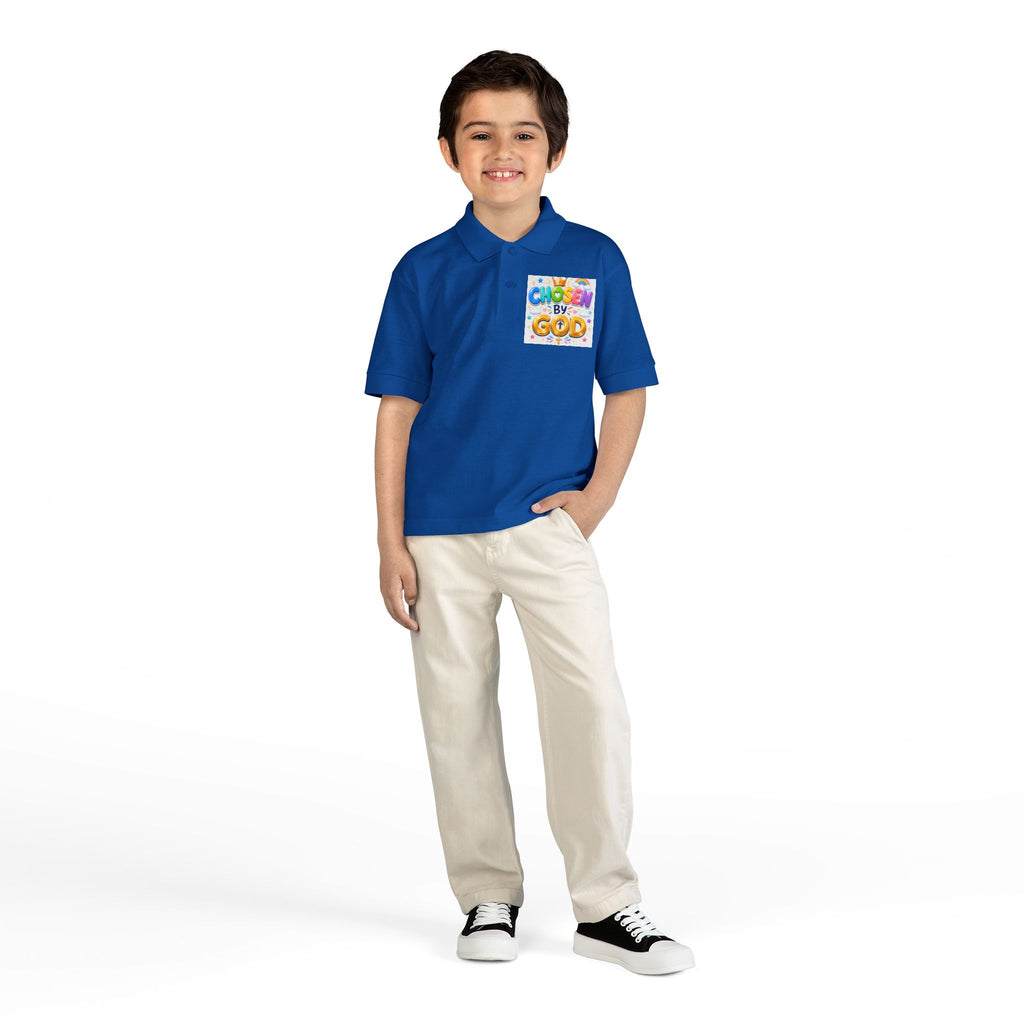 Christian Kids Polo Shirt – "Chosen by God" 1 Peter 2:9 Youth Scripture Tee