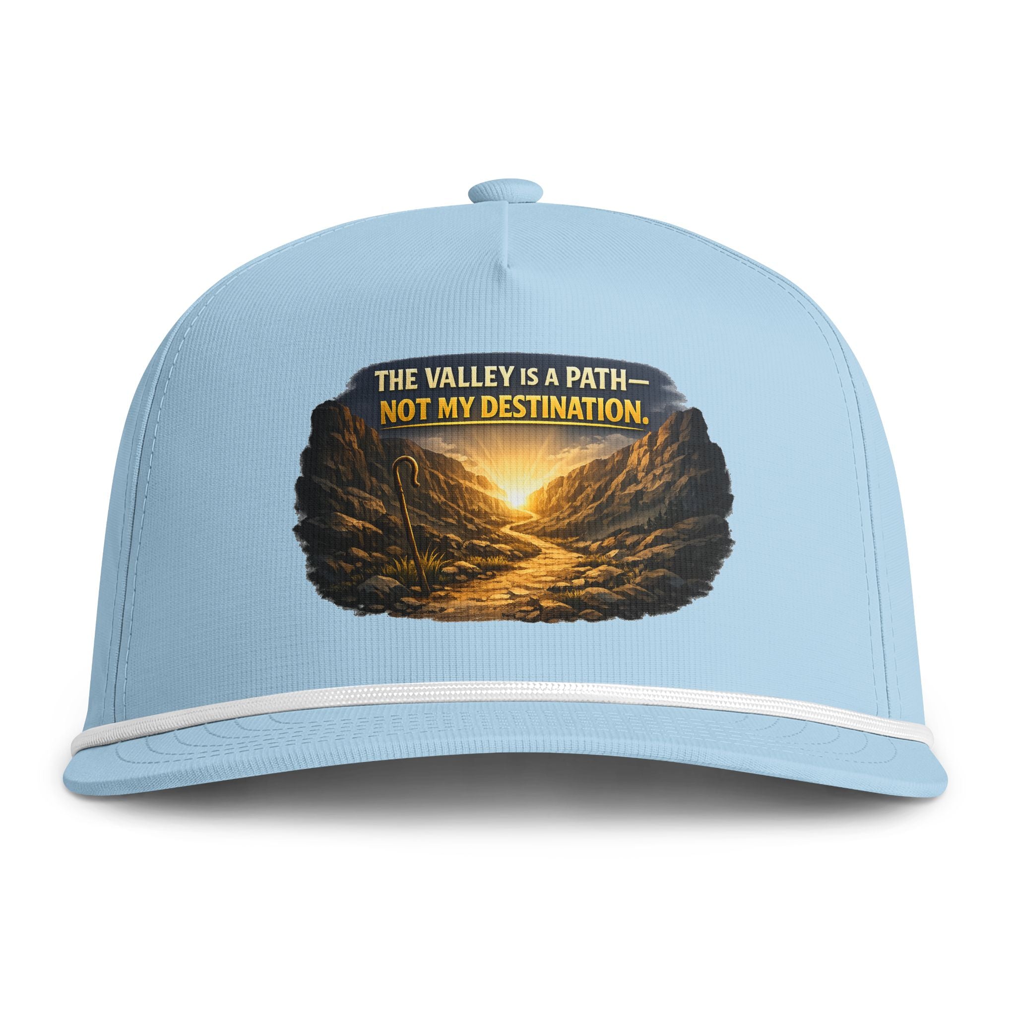 Christian Embroidered Trucker Hat – "The Valley Is a Path, Not My Destination" Faith Snapback Cap