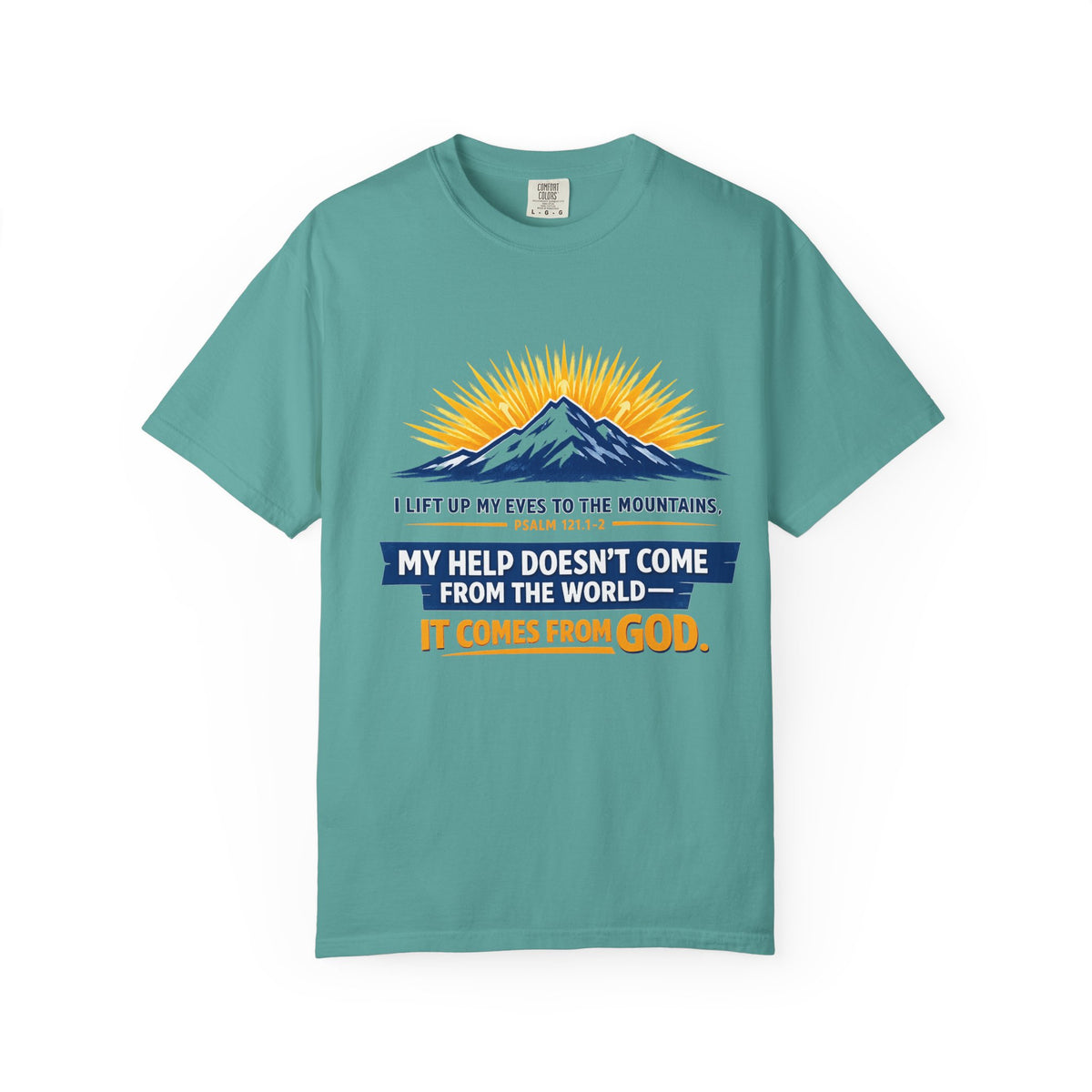 Christian Mountain T-Shirt – "My Help Comes From God" Inspirational Scripture Faith Tee