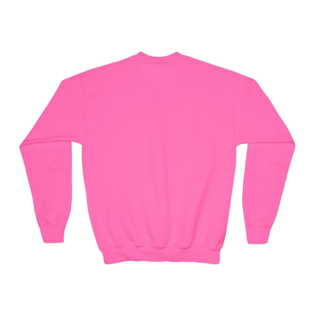 Christian Kids Crewneck Sweatshirt – "The Joy of the Lord Is My Strength" Colorful Floral Faith Pullover