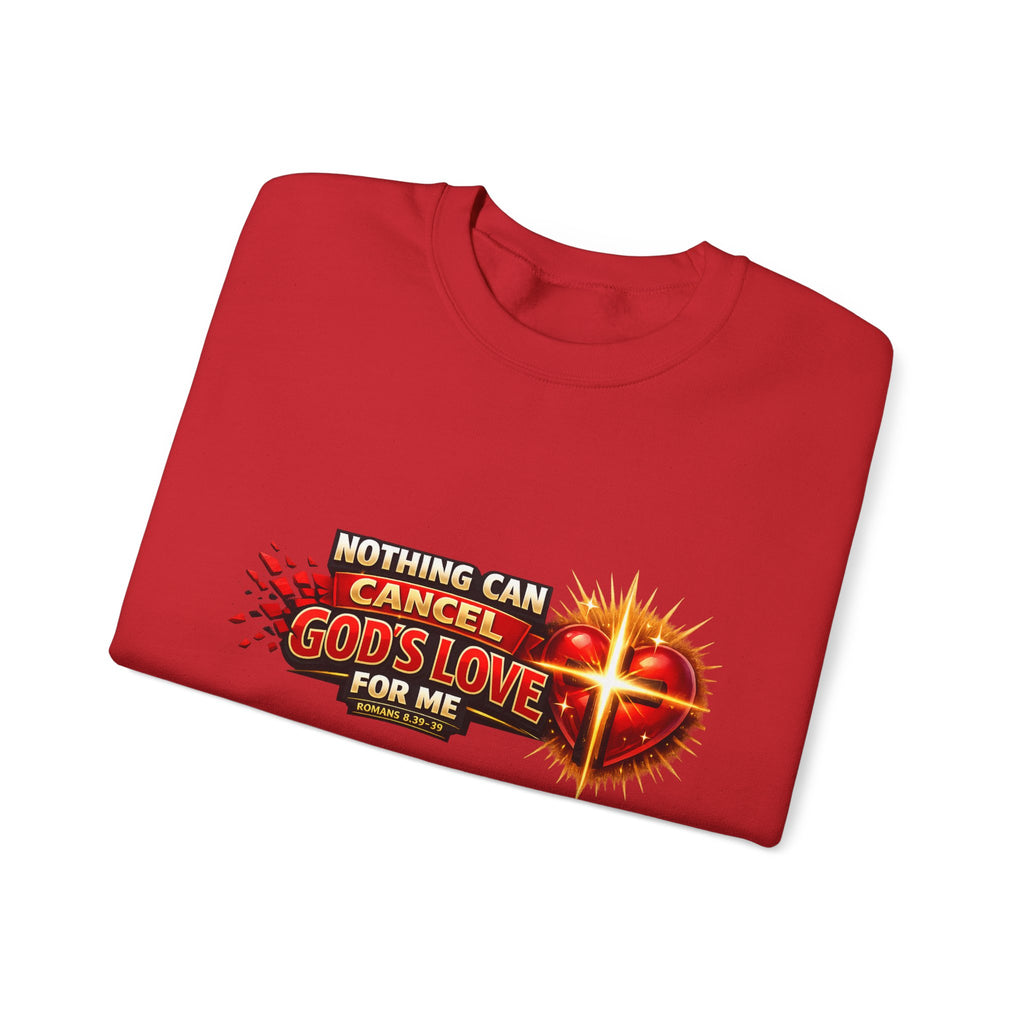Christian Faith Crewneck Sweatshirt – "Nothing Can Cancel God's Love for Me" Inspirational Ministry Pullover
