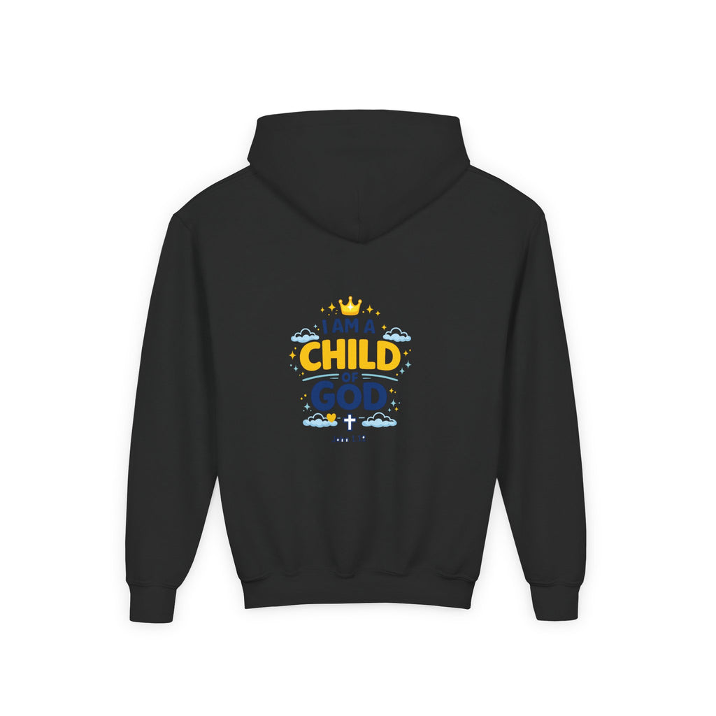 Youth Hoodie — "I Am a Child of God" Christian Kids Pullover (John 1:12)