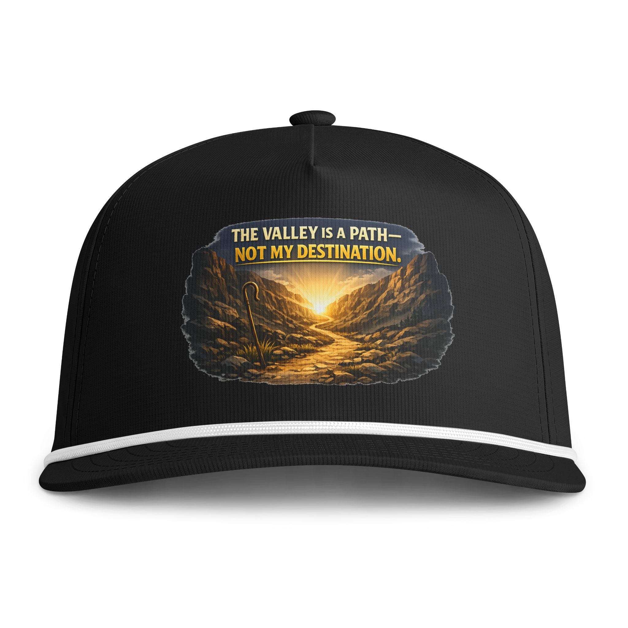 Christian Embroidered Trucker Hat – "The Valley Is a Path, Not My Destination" Faith Snapback Cap
