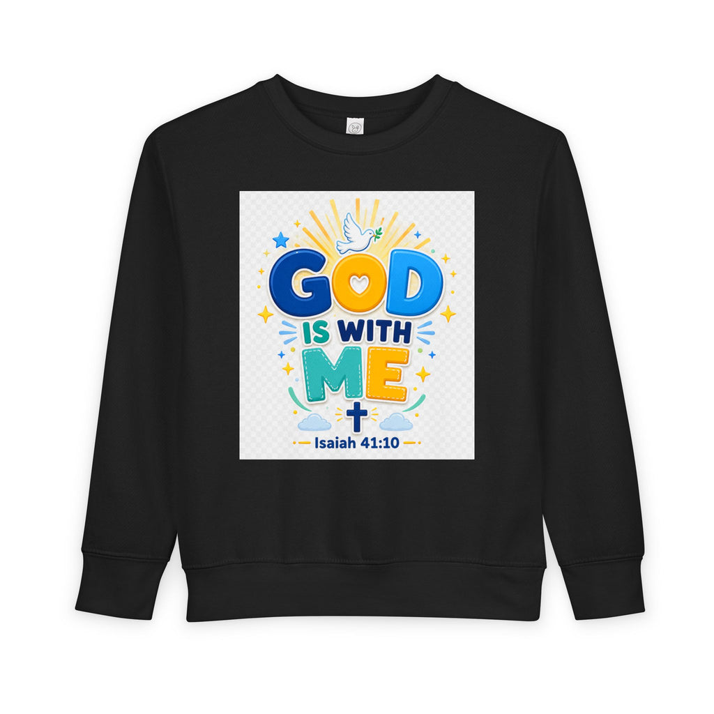 Toddler Sweatshirt - "God Is With Me" Isaiah 41:10 Cute Christian Kids Pullover