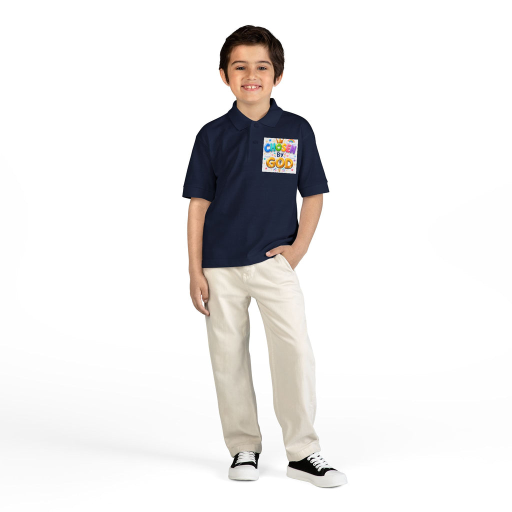 Christian Kids Polo Shirt – "Chosen by God" 1 Peter 2:9 Youth Scripture Tee