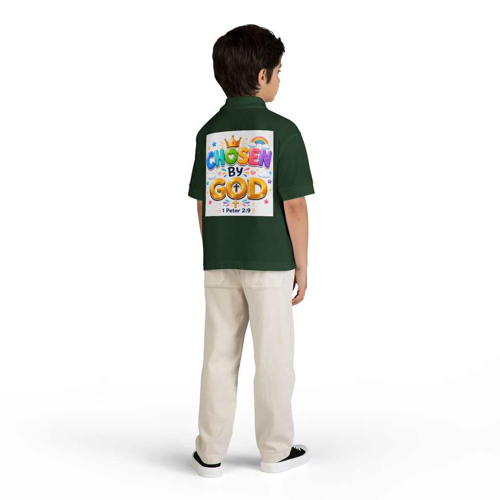 Christian Kids Polo Shirt – "Chosen by God" 1 Peter 2:9 Youth Scripture Tee
