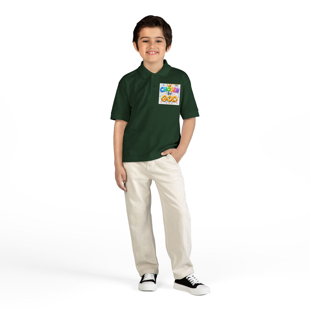 Christian Kids Polo Shirt – "Chosen by God" 1 Peter 2:9 Youth Scripture Tee