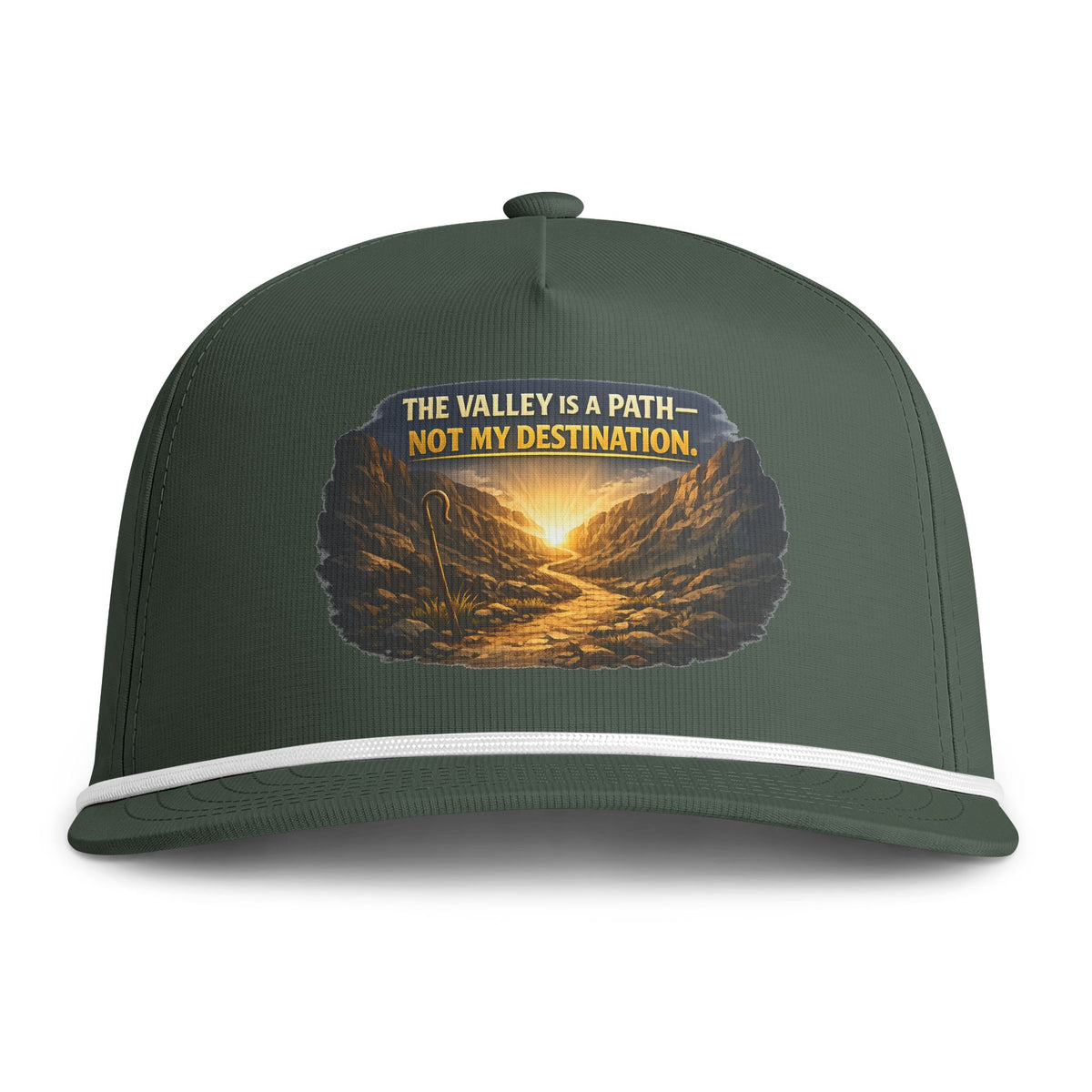 Christian Embroidered Trucker Hat – "The Valley Is a Path, Not My Destination" Faith Snapback Cap
