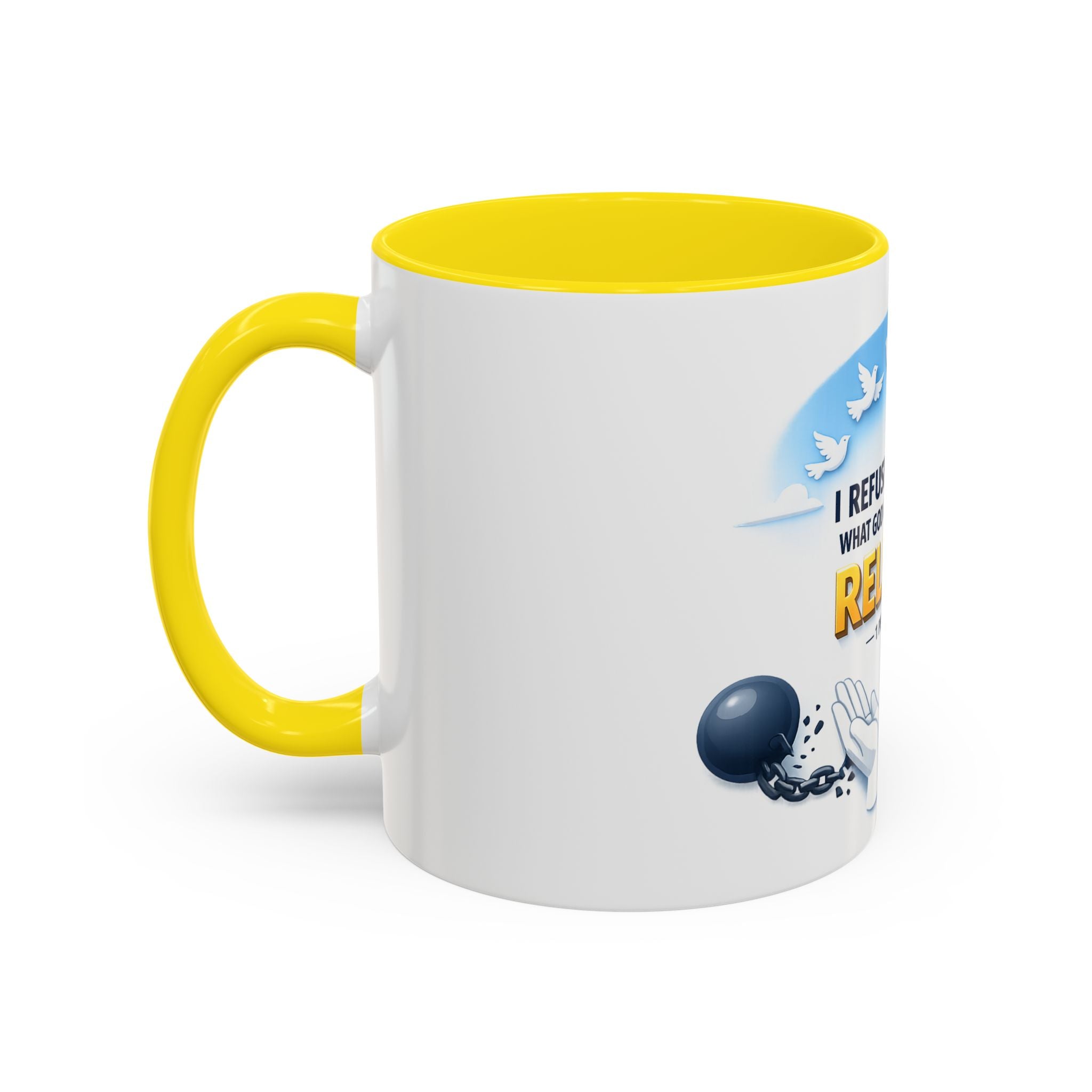 Christian Bible Verse Accent Mug – "Cast Your Burdens" 1 Peter 5:7 Inspirational Coffee Cup (11oz & 15oz)