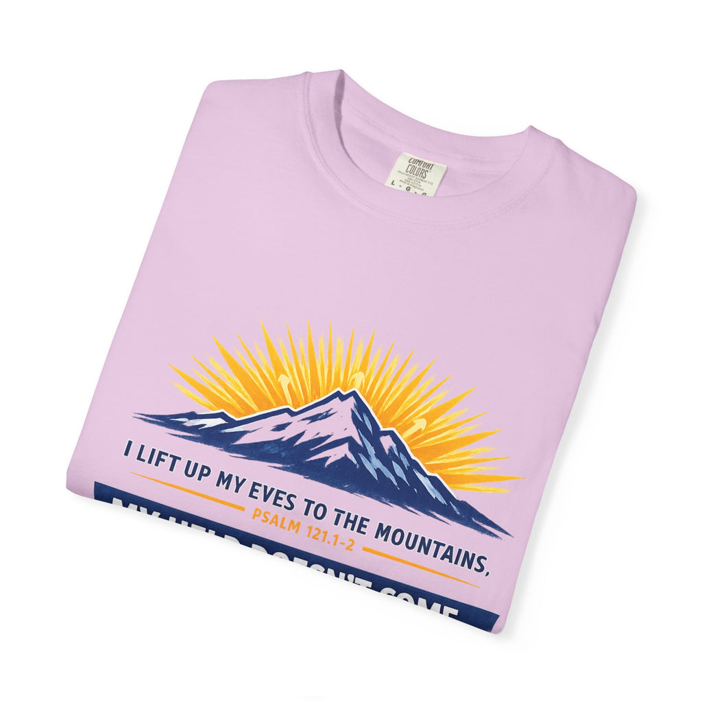 Christian Mountain T-Shirt – "My Help Comes From God" Inspirational Scripture Faith Tee