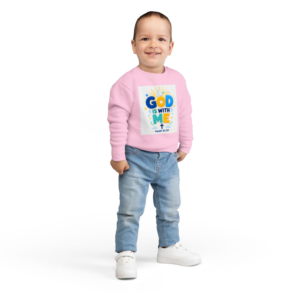 Toddler Sweatshirt - "God Is With Me" Isaiah 41:10 Cute Christian Kids Pullover