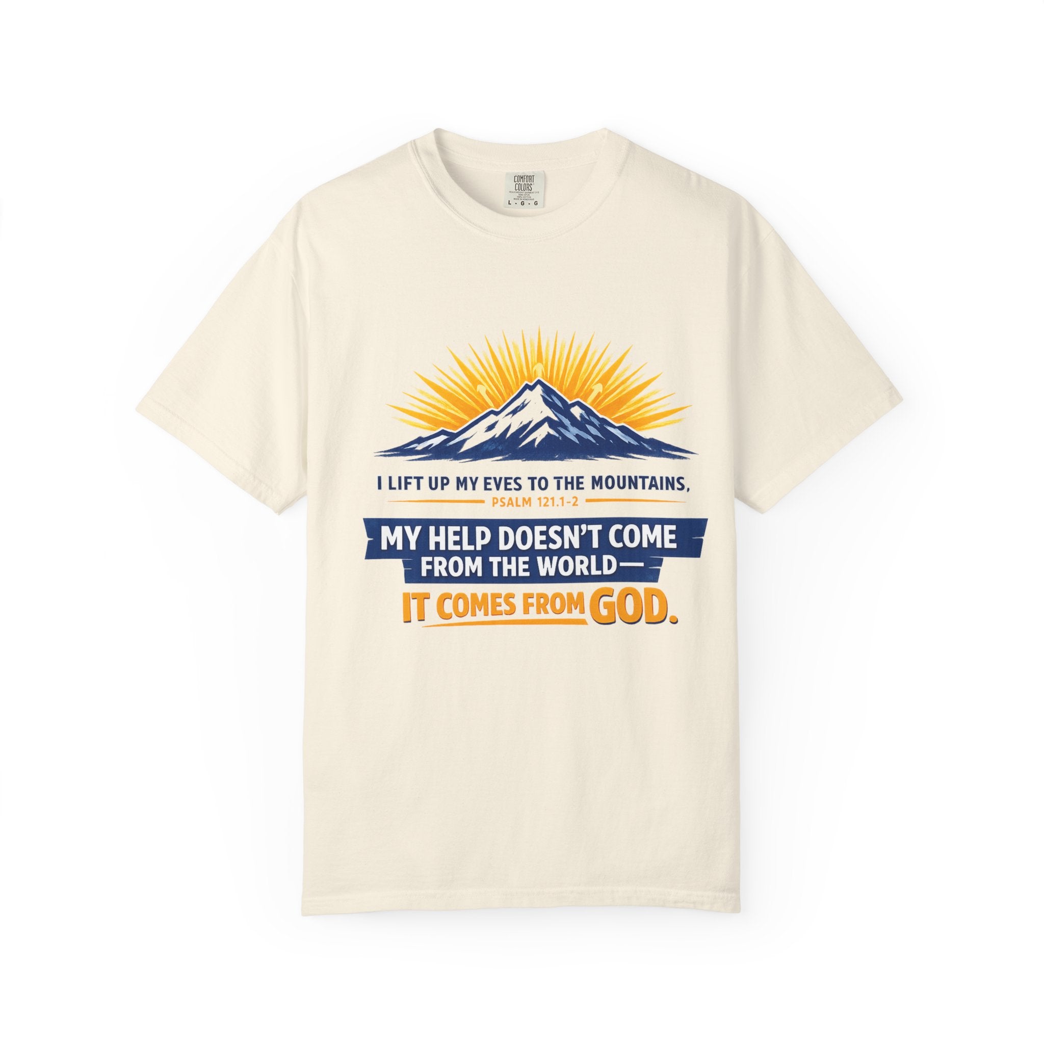 Christian Mountain T-Shirt – "My Help Comes From God" Inspirational Scripture Faith Tee