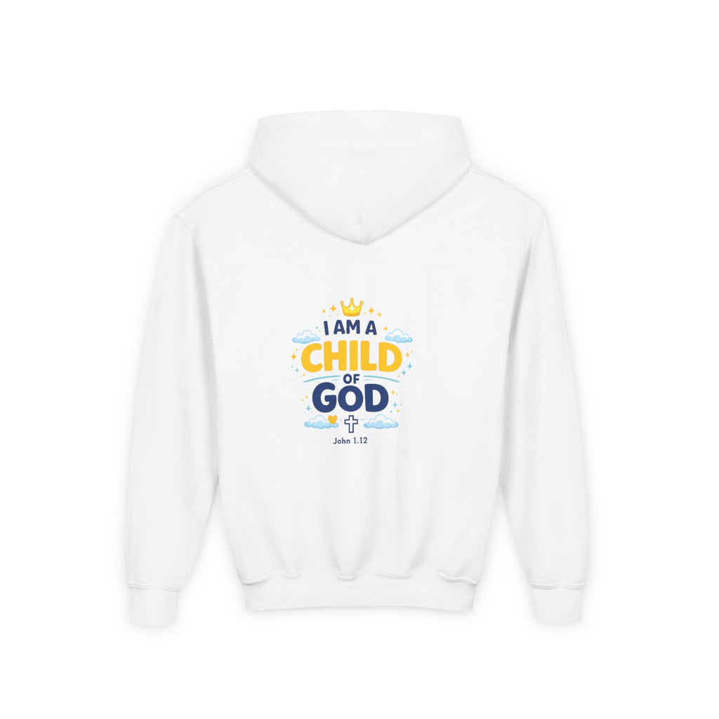 Youth Hoodie — "I Am a Child of God" Christian Kids Pullover (John 1:12)