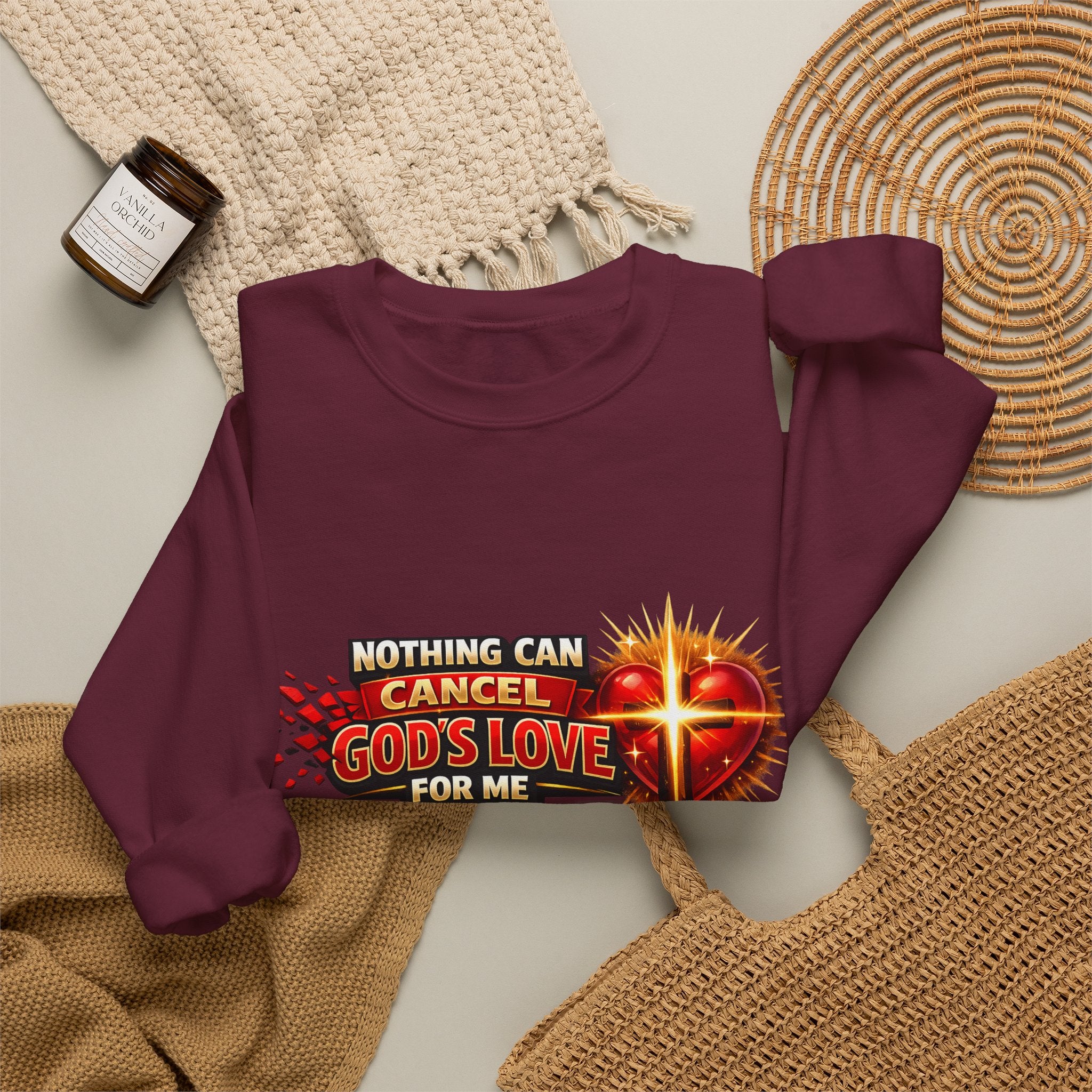 Christian Faith Crewneck Sweatshirt – "Nothing Can Cancel God's Love for Me" Inspirational Ministry Pullover