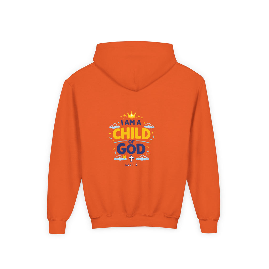Youth Hoodie — "I Am a Child of God" Christian Kids Pullover (John 1:12)