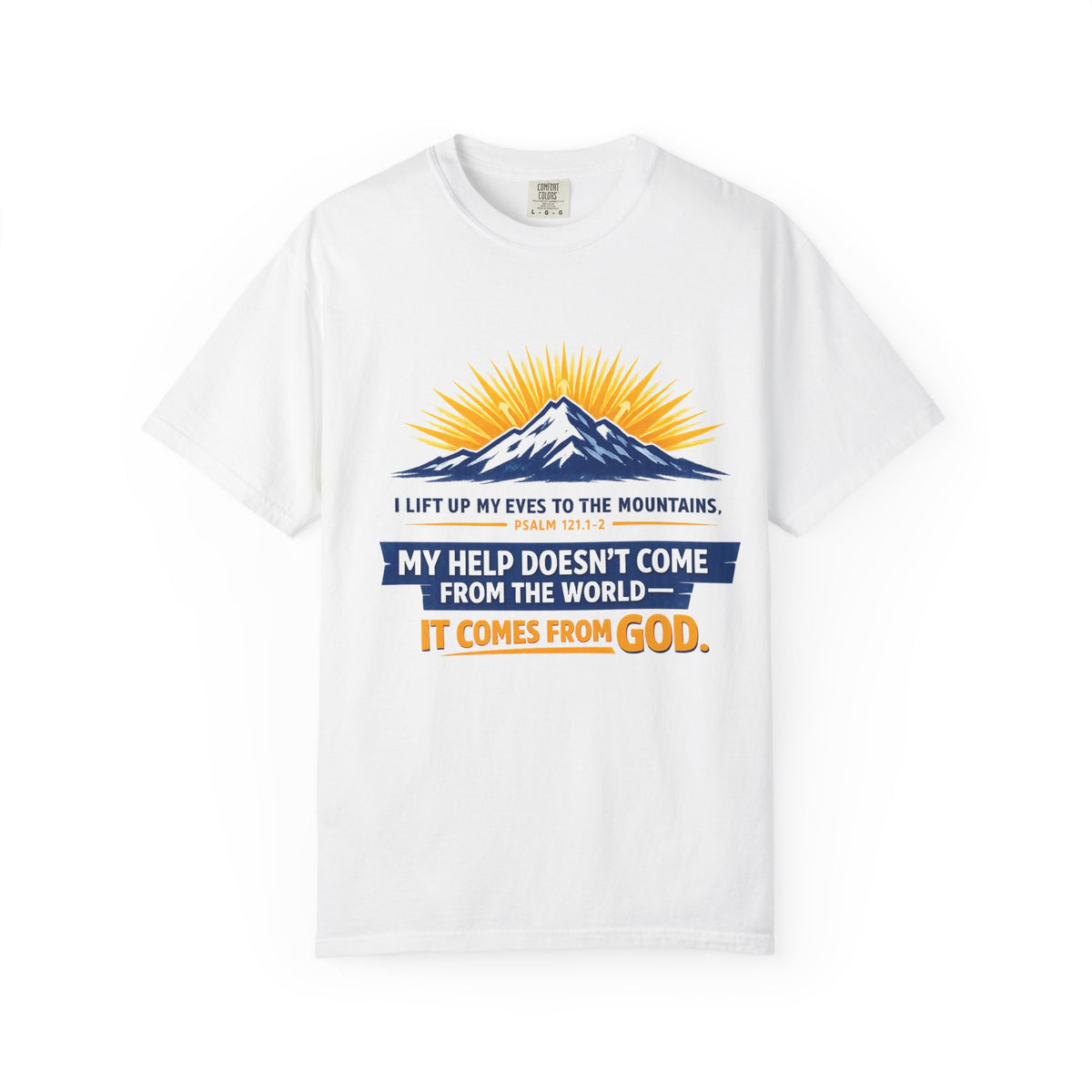 Christian Mountain T-Shirt – "My Help Comes From God" Inspirational Scripture Faith Tee