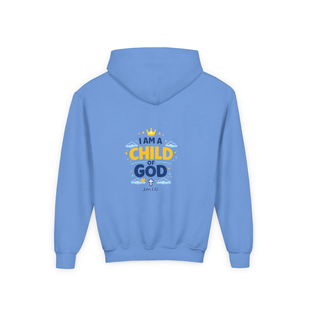 Youth Hoodie — "I Am a Child of God" Christian Kids Pullover (John 1:12)