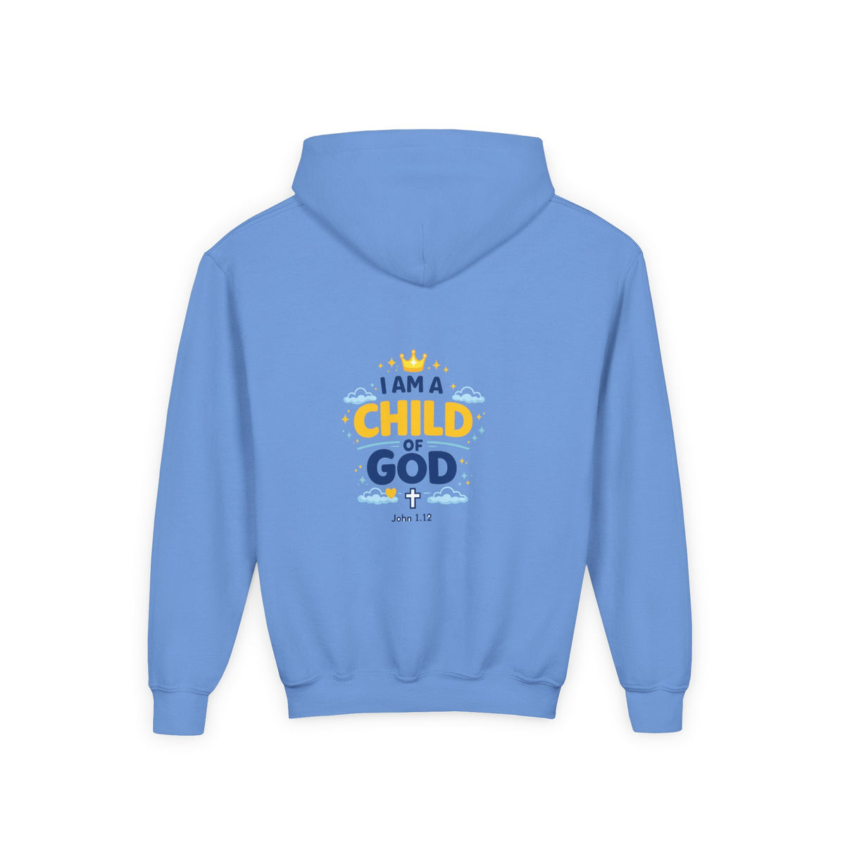 Youth Hoodie — "I Am a Child of God" Christian Kids Pullover (John 1:12)