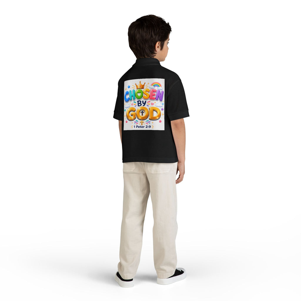 Christian Kids Polo Shirt – "Chosen by God" 1 Peter 2:9 Youth Scripture Tee
