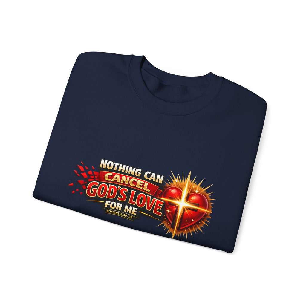 Christian Faith Crewneck Sweatshirt – "Nothing Can Cancel God's Love for Me" Inspirational Ministry Pullover
