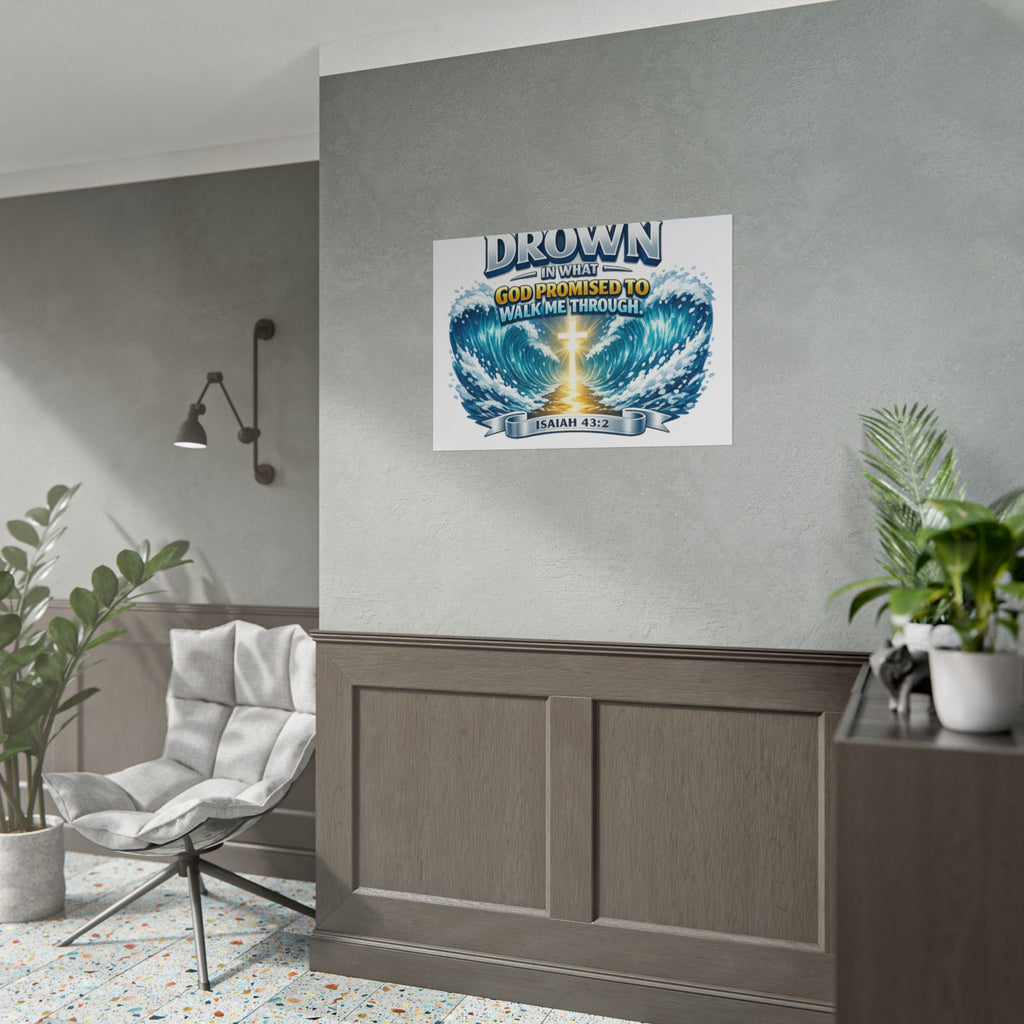 Isaiah 43:2 Rolled Poster — "I Will Not Drown" Christian Faith Wall Art