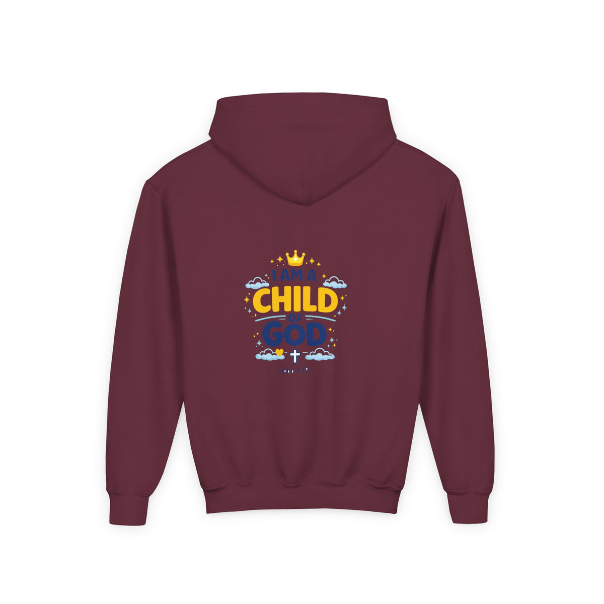 Youth Hoodie — "I Am a Child of God" Christian Kids Pullover (John 1:12)