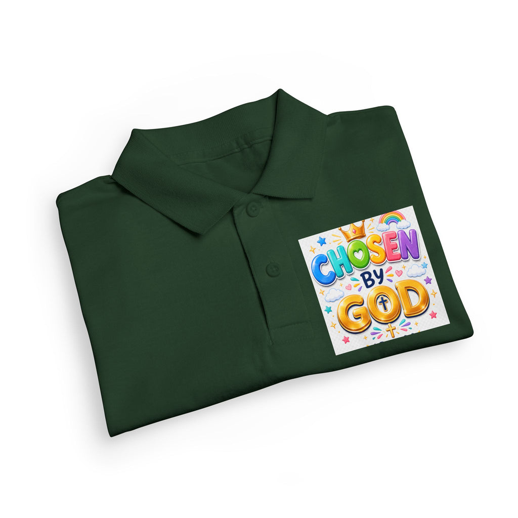 Christian Kids Polo Shirt – "Chosen by God" 1 Peter 2:9 Youth Scripture Tee